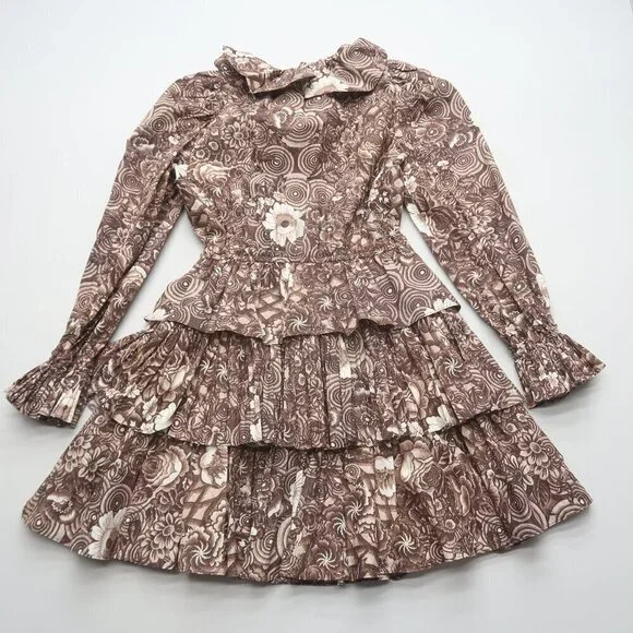 Ulla Johnson Lola Long Sleeve Floral Ruffle Mini Dress Size 4 - Picture 5 of 12